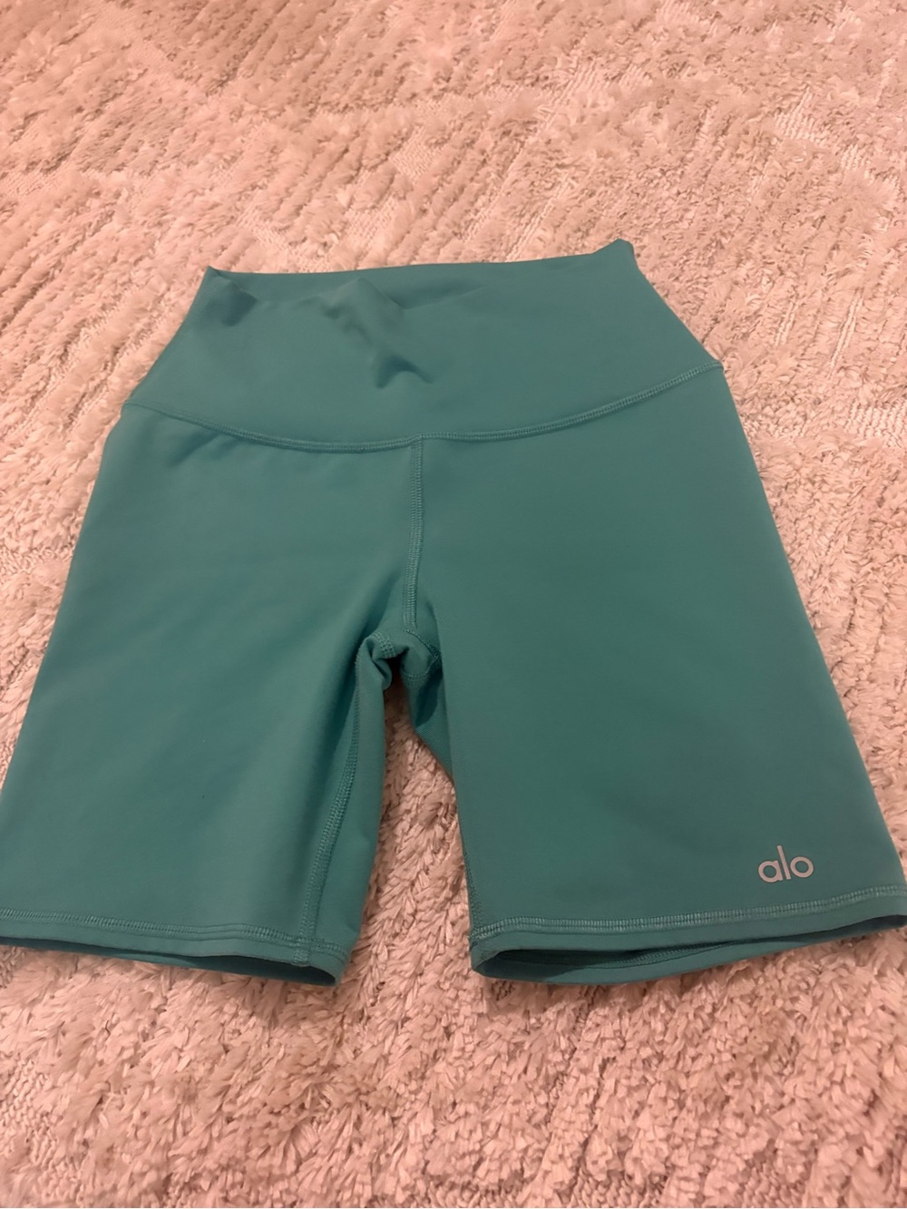 ALO Yoga Teal High-Rise Bike Shorts - Picture 4 of 4